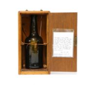 A green glass wine bottle,