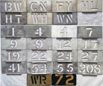 Selection (25) of London Transport trolleybus depôt allocation stencils (7) and running number etc