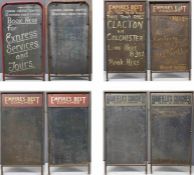 Selection of 4 COACH EXCURSION DISPLAY BOARDS as used outside booking offices and in front of parked