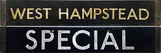 London Underground 1938-Tube Stock enamel CAB DESTINATION PLATE for West Hampstead / Special on