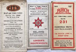 Selection (3) of 1920s/30s London independent bus operators' TIMETABLE LEAFLETS comprising No 2,