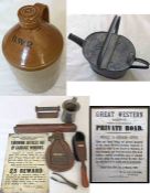 Quantity (10) of Great Western Railway items, mostly so marked and including a large stoneware