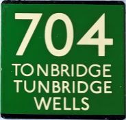 London Transport coach stop enamel E-PLATE for Green Line route 704 destinated Tonbridge,