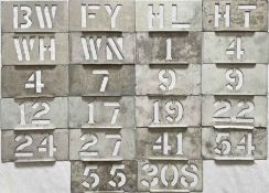 Selection (22) of London Transport trolleybus depôt ALLOCATION STENCIL PLATES & RUNNING NUMBER