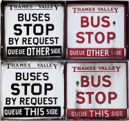 Pair of Thames Valley Traction Co BUS STOP FLAGS, one compulsory and one request. Double-sided,