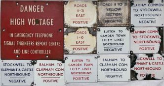 Selection (12) of London Underground ENAMEL PLATES comprising 11 x Feeder Box identification