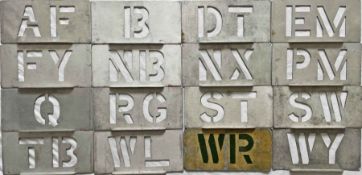 Selection (16) of London Transport bus garage and trolleybus depôt ALLOCATION STENCIL PLATES