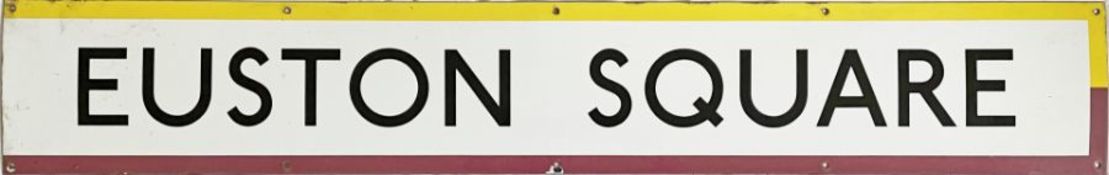 1950s/60s London Underground enamel PLATFORM FRIEZE PANEL from Euston Square Station on the Circle