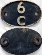 British Railways (Midland Region) cast-iron LOCOMOTIVE SHEDPLATE 6C used by Birkenhead (Mollington