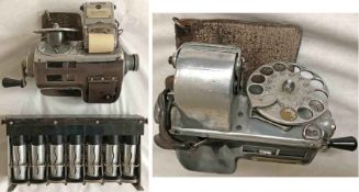 2 bus items comprising a TIM TICKET MACHINE (manufactured by Plessey), pre-decimal values from 1d-