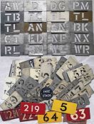 Quantity (c90) of London Transport GARAGE CODE & RUNNING NUMBER STENCILS plus a bus stop FARE
