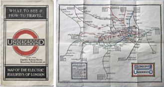 1922 London Underground MAP OF THE ELECTRIC RAILWAYS OF LONDON 'What to See & How to Travel' with