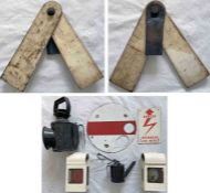 A selection (7 items) of railwayana comprising a Caldeonian Railway (or LMS) SEMAPHORE ROUTE