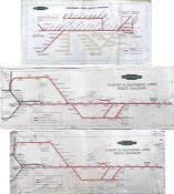 Trio of 1950s British Railways CARRIAGE LINE DIAGRAMS, the first for Suburban Lines from King's