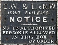 Great Western & London & North Western (GW & L&NW) Joint Railways cast-iron SIGNAL BOX DOOR