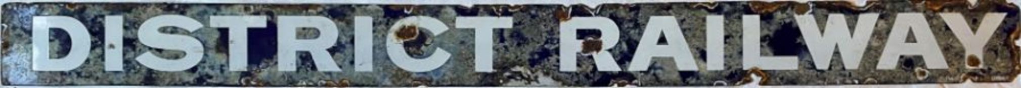 c1890s/1900s District Railway poster board enamel HEADER PLATE. An amazing survivor from the early