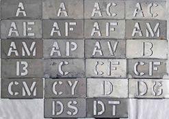 Quantity (22) of London Transport bus GARAGE ALLOCATION STENCIL PLATES for the following: Sutton x