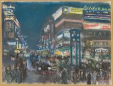Paul Paeschke. Der Potsdamer Platz bei Nacht. Um 1929