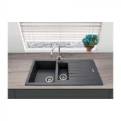 NEW (M164) Prima+ Granite 1.5B & Drainer Inset Sink - Gun Metal. RRP £257.00. Dimensions: D 20...
