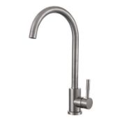 NEW (K219) Prima Soho Single Lever Brushed Steel Kitchen Mixer Tap. Brushed steel finish single...