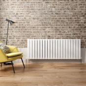 NEW & BOXED 600x1368mm GLOSS WHITE DOUBLE FLAT PANEL HORIZONTAL RADIATOR. RRP £699.99.RC224.E...