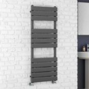 NEW (QP185) 1200 x 450 Anthracite Flat Panel Heated Towel Rail Bathroom Radiator. RRP £229.9...