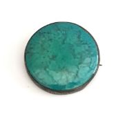 Sterling Silver Ceramic & Enamel Kensington Art Ware C & L Round Brooch A/F