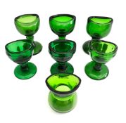 Vintage Antique 7 x Green Glass Eye Baths