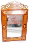 C18th style Dutch Marquetry cushion mirror