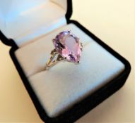Sterling Silver 5 carat Pear Cut Amethyst Ring
