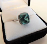 5.2 carat Green Tourmaline Ring in 925 Sterling Silver
