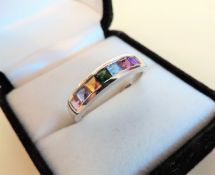 Sterling Silver Multi Colour Gemstone Ring