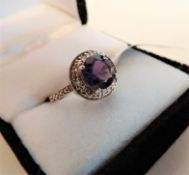 Sterling Silver 1.3 carat Amethyst Ring