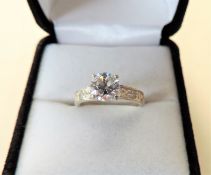 Sterling Silver White Gemstone Solitaire Ring