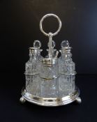 Antique Silver Plated 6 Bottle Cruet Set