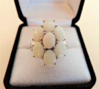 5.46 carat Topaz Flower Cluster Ring in Sterling Silver