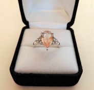 Sterling Silver 4.75 carat Peach Sapphire Ring