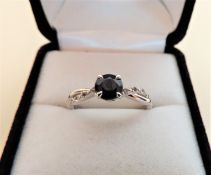0.65 ct Sapphire & Diamond Sterling Silver Ring