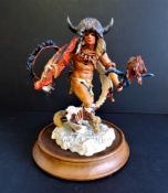 Franklin Mint Porcelain Sculpture Buffalo Dancer by R.J. Murphy