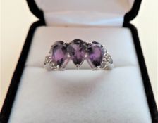 Sterling Silver 1.95 carat Pear Cut Amethyst Ring