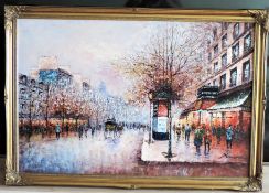 Parisian Landscape Oil on Canvas Signed P. Sanchez Large 40