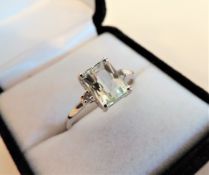 2.25 ct Pale Green Amethyst Ring in Sterling Silver