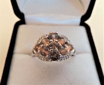 Sterling Silver 1.8 carat Citrine & Topaz Cluster Ring