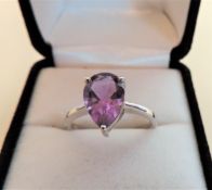 4carat Solitaire Amethyst Ring in Sterling Silver