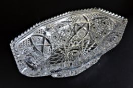 Large Vintage Bohemian Crystal Bowl 31cm Long