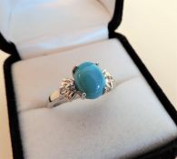 Cabouchon Turquoise Ring in Sterling Silver