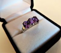 Sterling Silver 2.5 carat Amethyst Ring