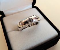 Sterling Silver White Stone Set Band Ring