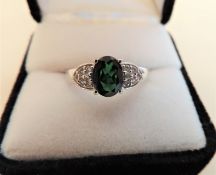925 Sterling Silver 2.3ct Green Tourmaline Gemstone Ring