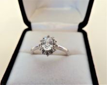 Sterling silver 1.12 ct White Sapphire Ring